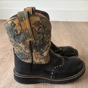 Ariat Fatbaby Cowgirl Boots Camo Studded Western Boots Youth 5.5B EU35